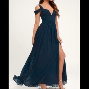 👗Lulus Ocean of Elegance Navy Blue Maxi Dress